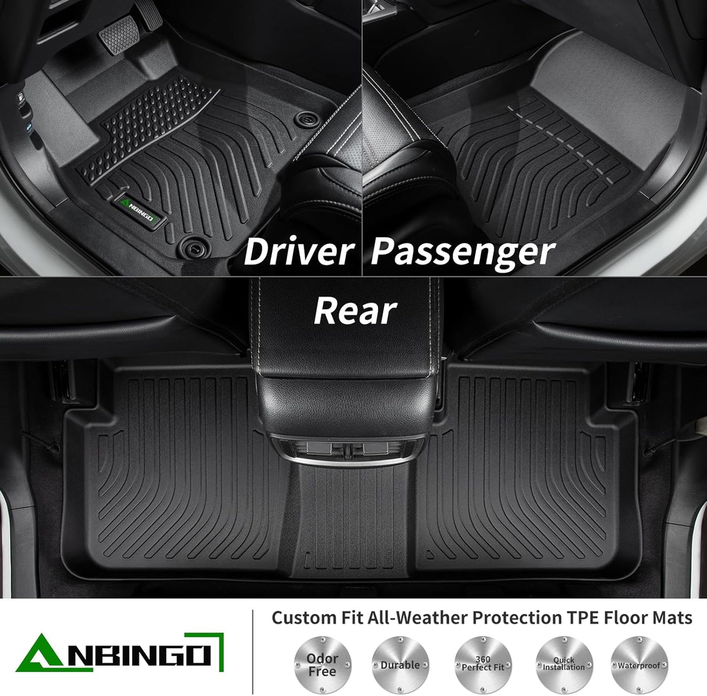 ANBINGO-Floor Mats & Cargo Liner Custom for Volkswagen Tiguan 2024-2018 5 Seats,All Weather Protection Anti-Slip TPE Tiguan Car Liners Full Set VW Tiguan Accessories Black