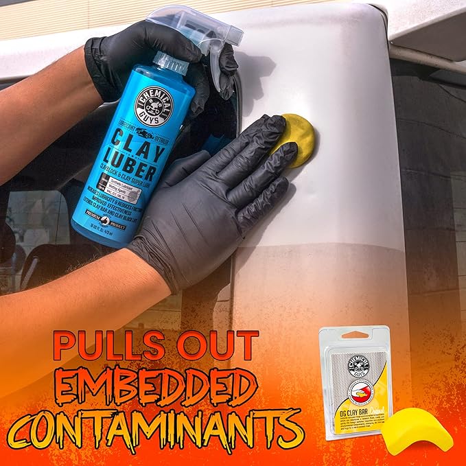 Chemical Guys Complete Clay System - Clay Bar and Lubber Combo with Accessories for Smooth Paint Finish - Removes embedded dirt, Overspray, and Fallout - 6 Item Kit