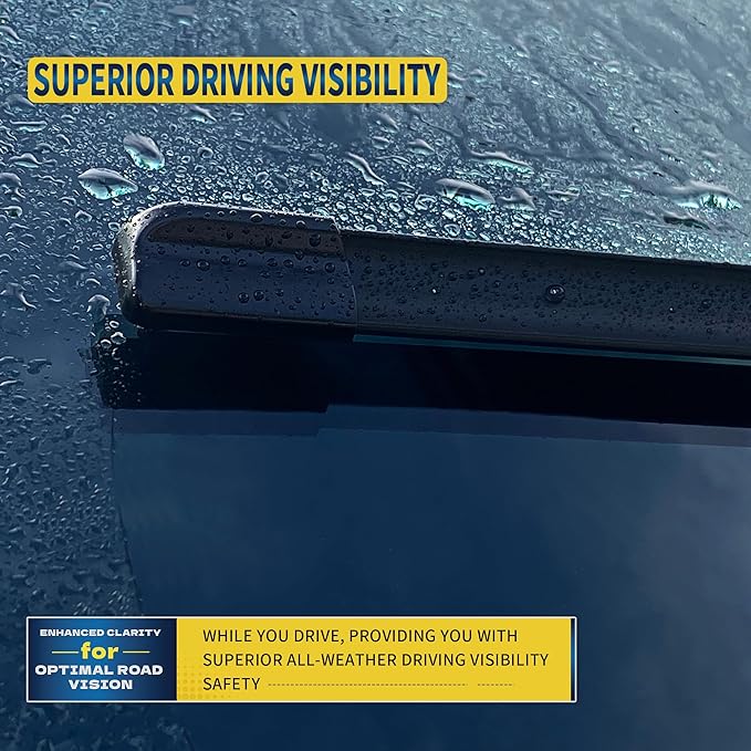 26''+19'' Front Windshield Wiper Blades Compatible with 2008-2017 Honda Accord/2010-2015 Toyota Prius OEM QUALITY Premium All-Season Automotive Replacement Wipers (Pack of 2)