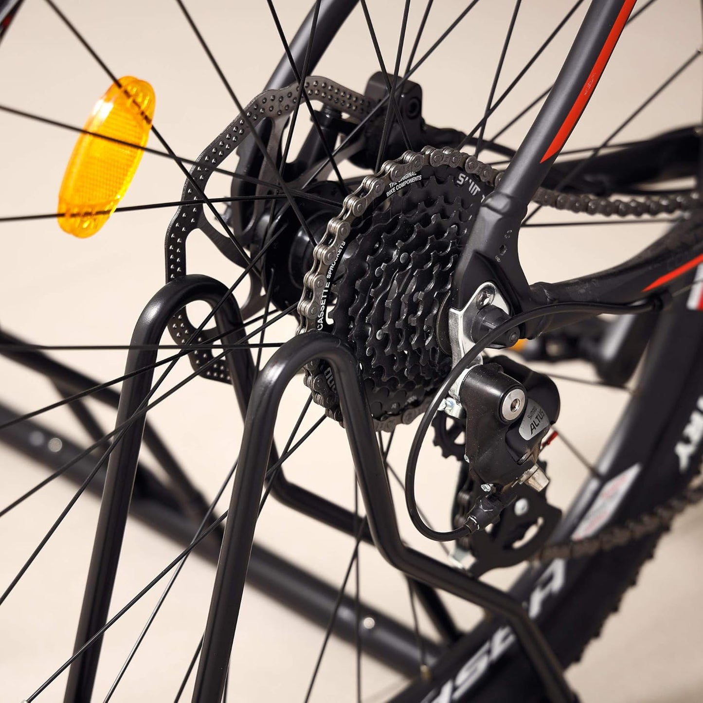 CyclingDeal Bike Rack Floor Parking Bike Stand for up to 6 Bicycles | Indoor, Home & Garage Storage Rack | Stable & Secure Bicycle Stand w/Tire Grooves Up to 29", Holding Plates & Custom Spacing