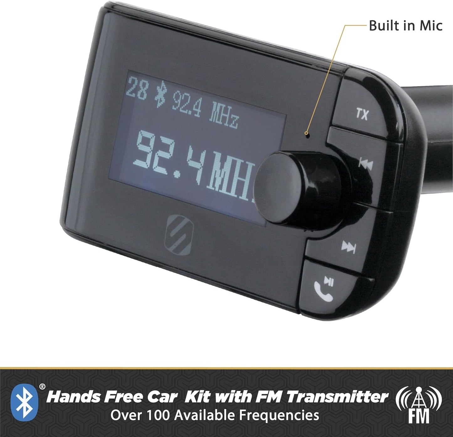Scosche SBTFM2-XCES0 Select Bluetooth 5.0 FM Transmitter w/ Dual USB Charger Ports, LCD Screen & Aux Port, Wireless Radio Bluetooth Audio Adapter, Hands-Free Car Kit for Phone Calls & MP3 Music Player