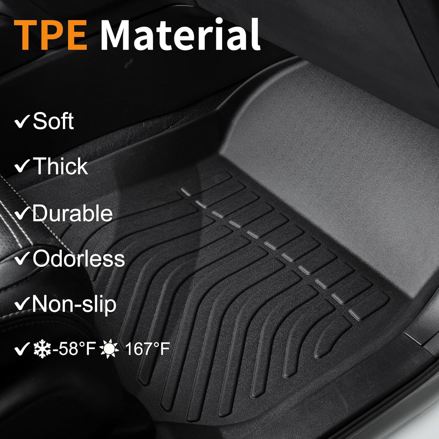 Binmotor-All Weather Floor Mats Cargo Liner Set for Honda HR-V(Include Hybrid) 2023-2026/Acura ADX 2025-2026, Heavy Duty Car Floor Liners HR-V TPE Waterproof Full Set, for HRV Accessories