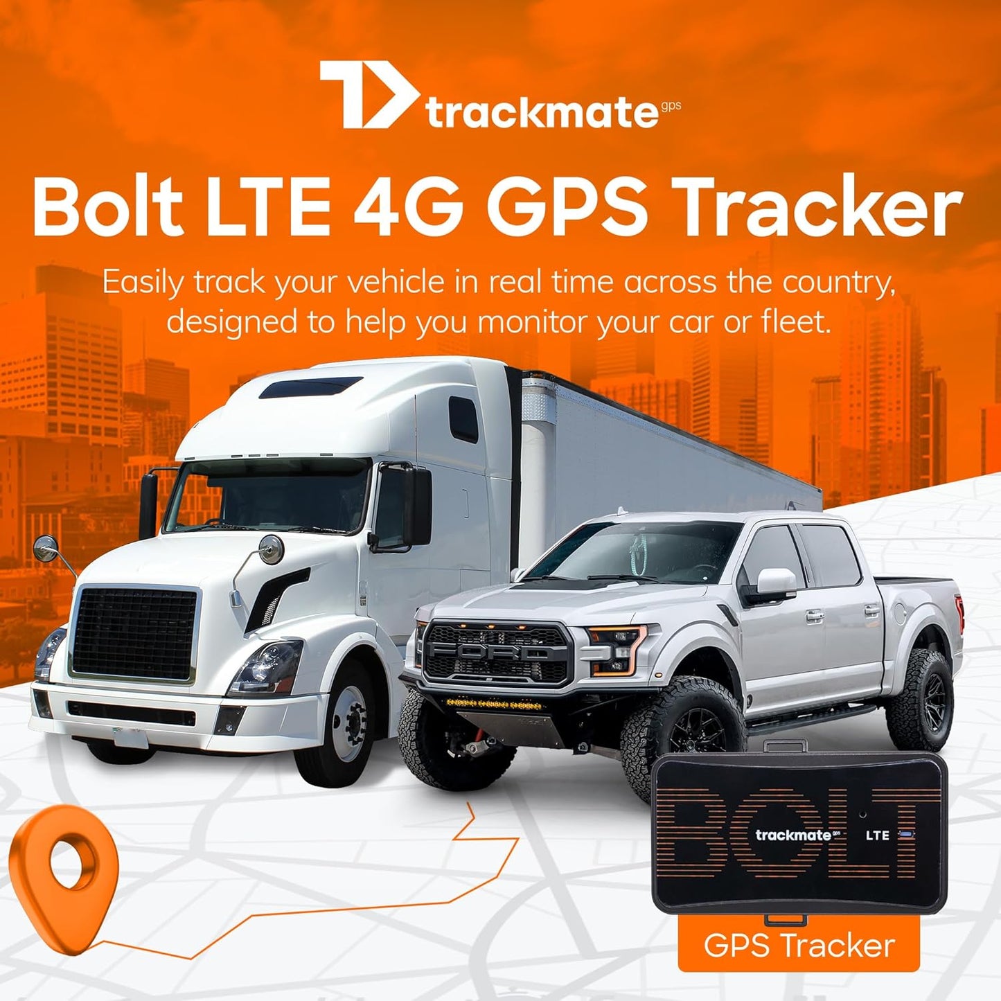 Bolt LTE 4G GPS Tracker for Vehicles, Cars, Trucks, Trailers, RVs, Equipment, & Shipments with 10,000mAh Rechargeable Battery, IP65 Waterproof, Magnetic Mount, Tamper Alerts, Easy Set Up