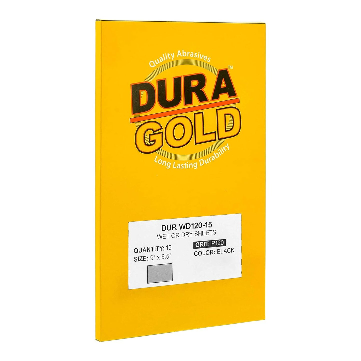 Dura-Gold Premium 120 Grit Wet or Dry Sandpaper Sheets, 5-1/2" x 9", Box of 15 - Coarse-Cut Sanding, Detailing, Polishing Automotive, Woodworking Wood Furniture, Metal Finishing Hand Sand Block Sander