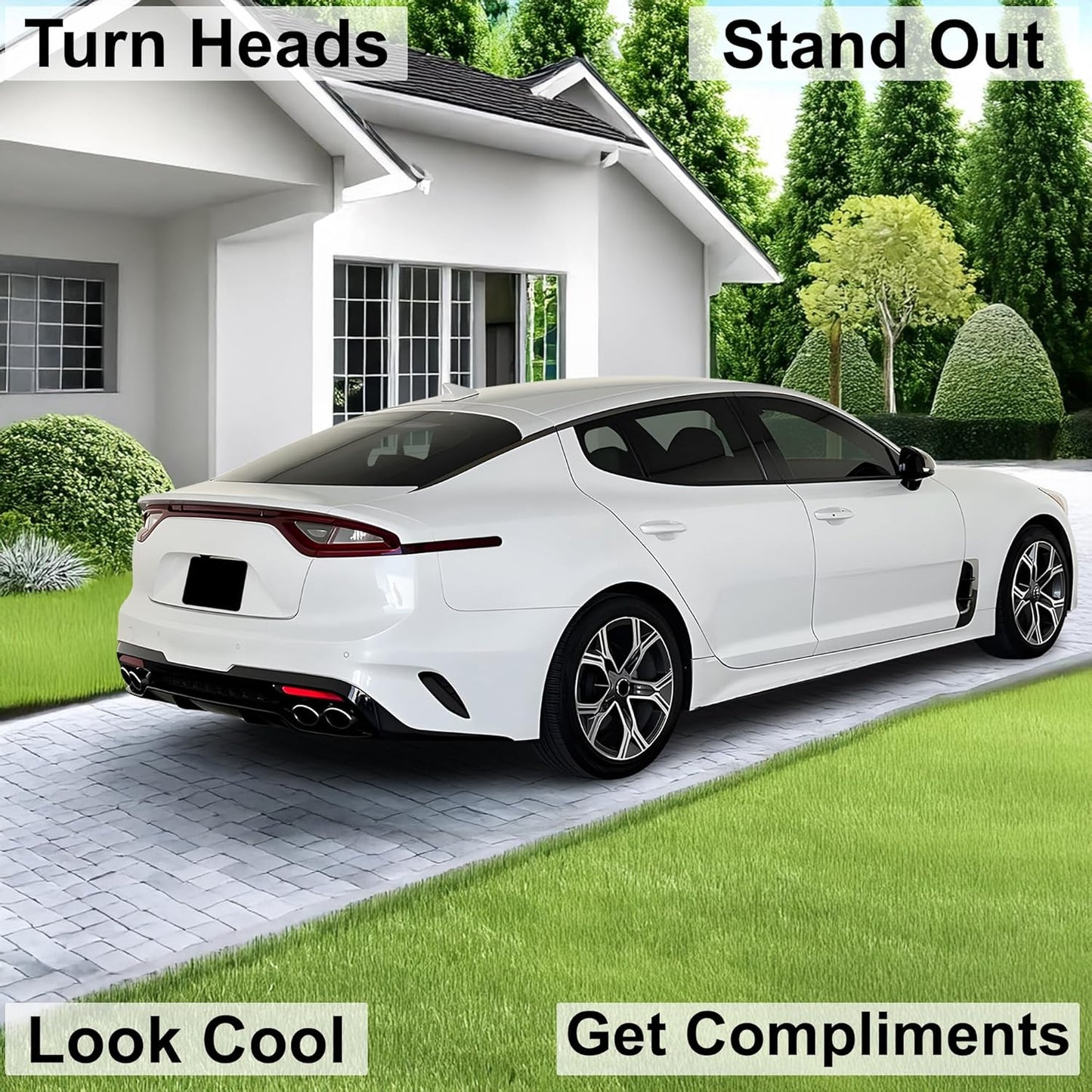 BOGAR TECH DESIGNS Sidemarkers Reflectors Lamp Precut Tint Kit Compatible with and Fits Kia Stinger GT (ONLY) 2018-2021, Dark