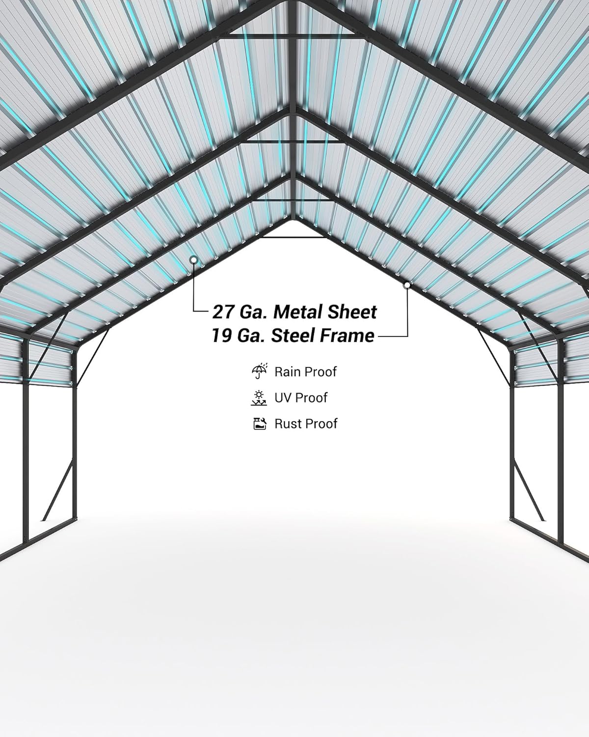 20'x20'x13' Metal Carport for 2 Cars, Heavy Duty Car Ports for Heavy Snow, Reinforced Frame, Tall Metal Car Ports for Bass Boats, Full-Sized Pickup Trucks, and Tractors, N.W. 800 Lbs
