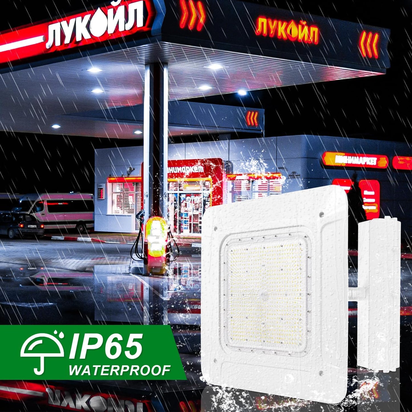 OSTEK LED Gas Station Canopy Light, 180W Carport Ceiling Light 5700K, Outdoor Rated (600W HID/HPS Equivalent), 90-277V IP65 DLC & UL Listed (180W-1 Pack)