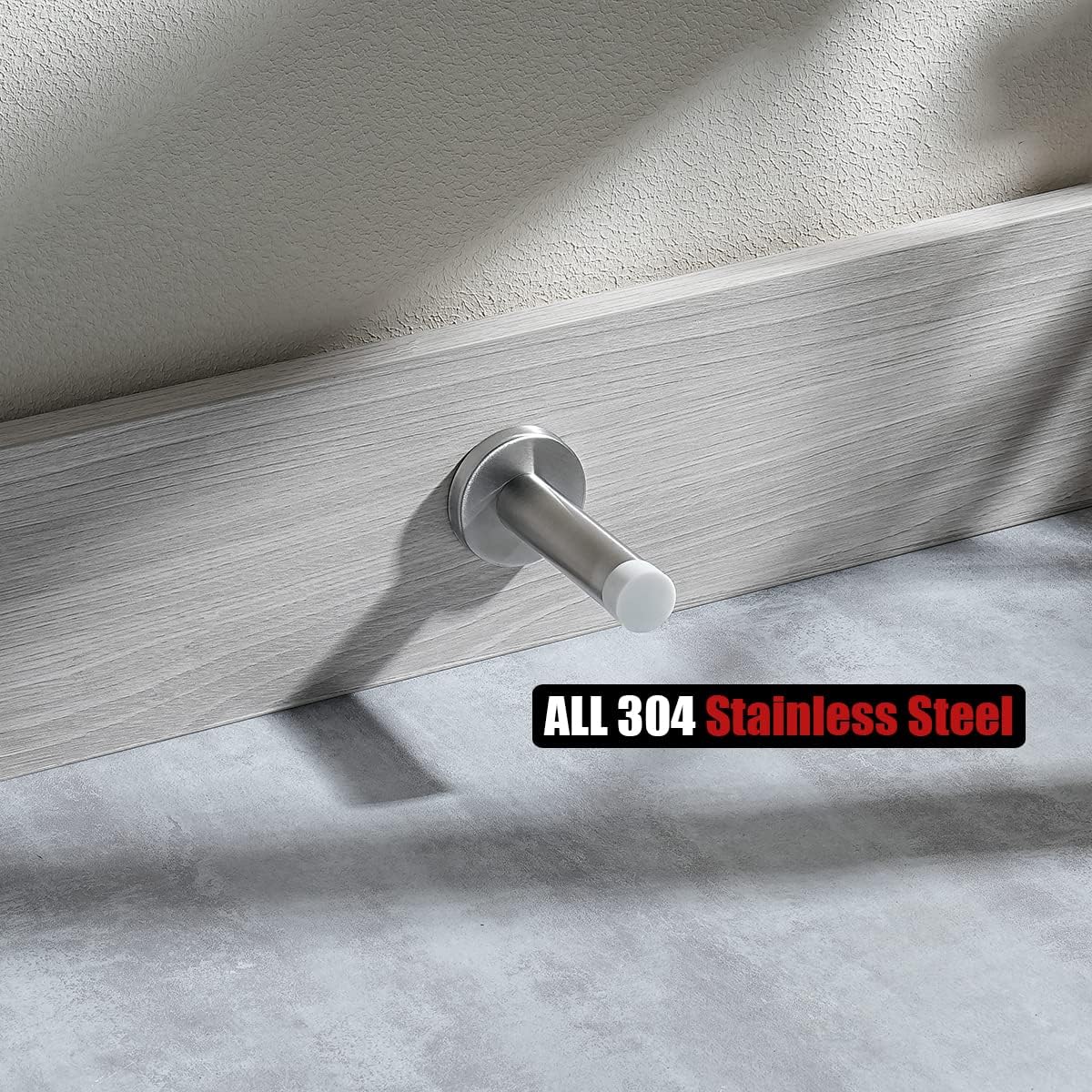 JQK Door Stopper, 304 Stainless Steel Thicken 1mm Sound Dampening Door Stop Bumper Wall Protetor 1 Pack, Brushed, DSB5-WN