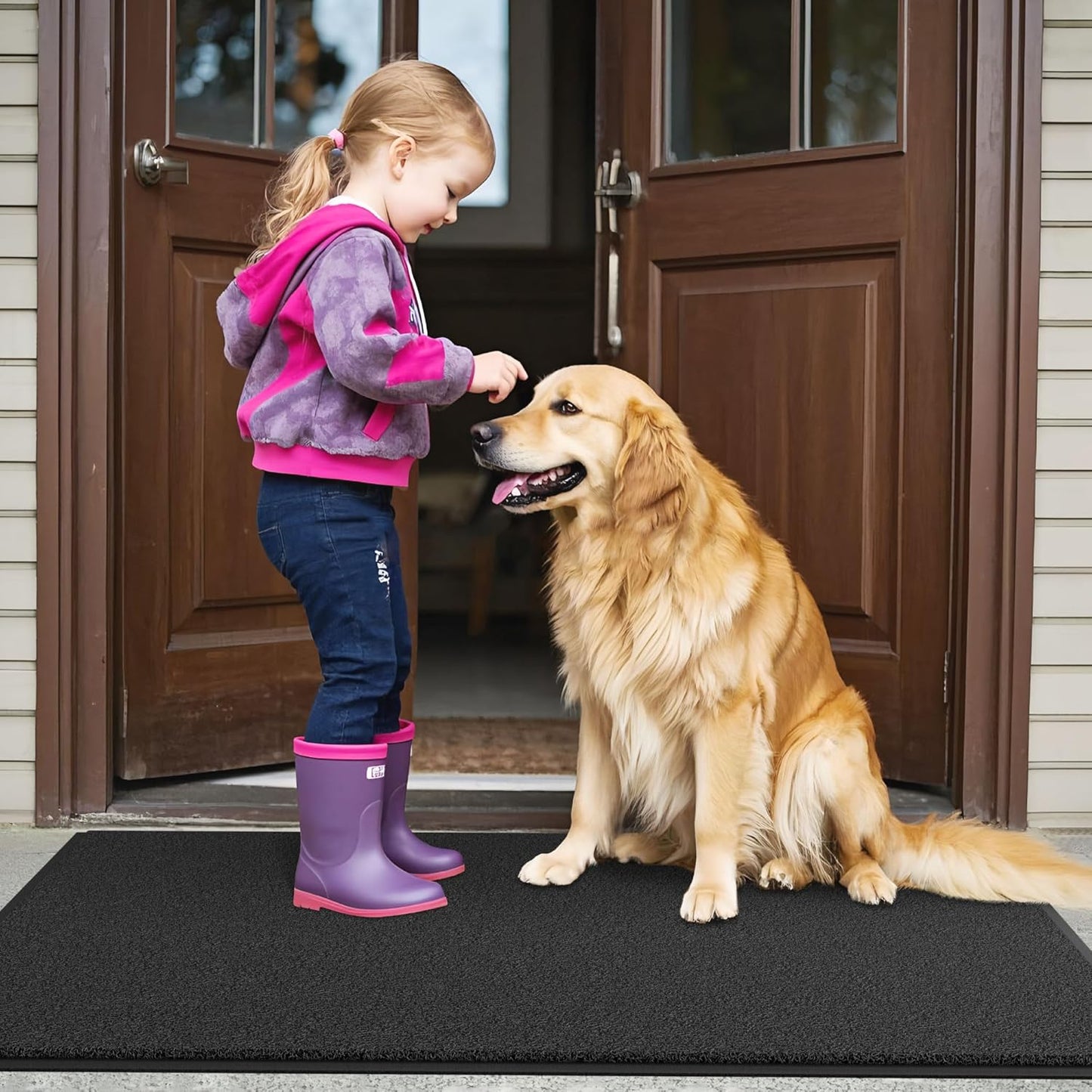 Sturdy Front Door Mat, 72" x 36" Heavy Duty Indoor Outdoor Doormat for Entryway, Fade Resistant, Waterproof Low Profile Entry Mat, Non Slip Welcome Mat for Outside Entrance, Patio, Home