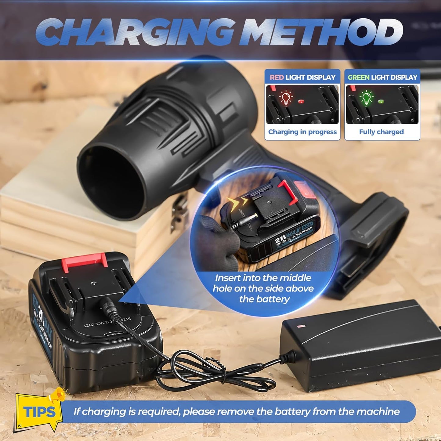 Saker Cordless Leaf Blower Portable Dust Cleaner Handheld Blower 180000 RPM Compressed Air Duster with Adjustable Speed for Patio Cleaning, Drying,Camping 1 Battery