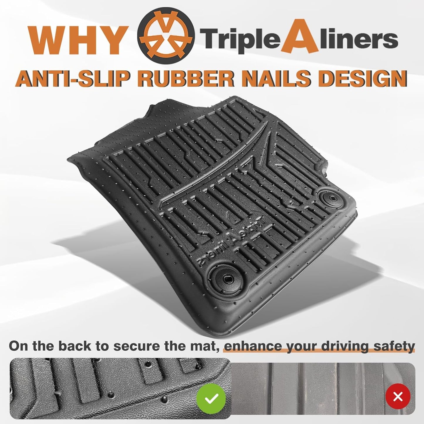 TripleAliners All Weather Floor Mats Compatible with 2024 2025 KIA K4 Accessories 1st & 2nd Row Liners TPE Full Coverage Protection Waterproof Car Floor Liners