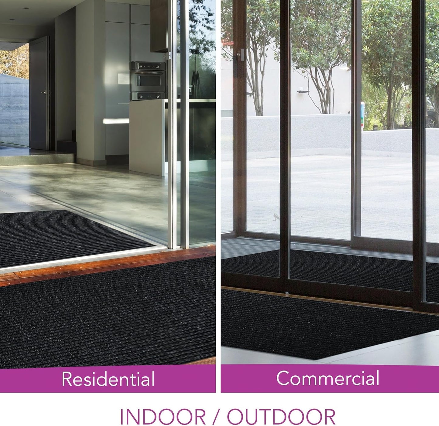 iCustomRug Spartan Weather Warrior Indoor/Outdoor Utility Ribbed Carpet Runner with Non-Slip Thermoplastic Rubber Backing, 3ft X 42ft in Black