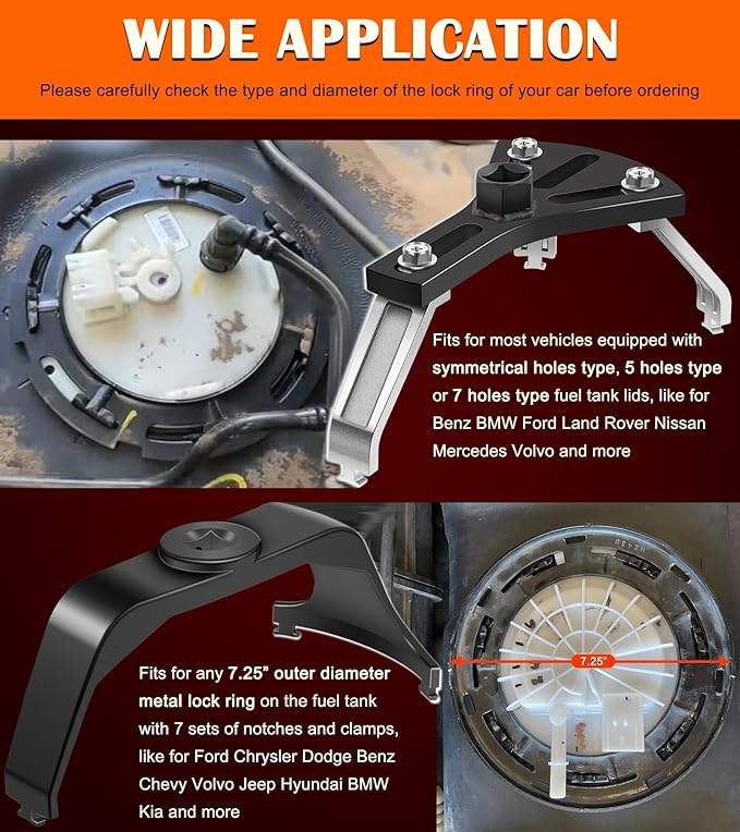 5.31" to 7.17" Adjustable Fuel Pump Lock Ring Tool + 6599 Fuel Tank Lock Ring Tool - Fuel Tank Repair Tools Set Works for Most Automotive Fuel Pump Locking Ring Like for Benz BMW Ford Nissan Volvo