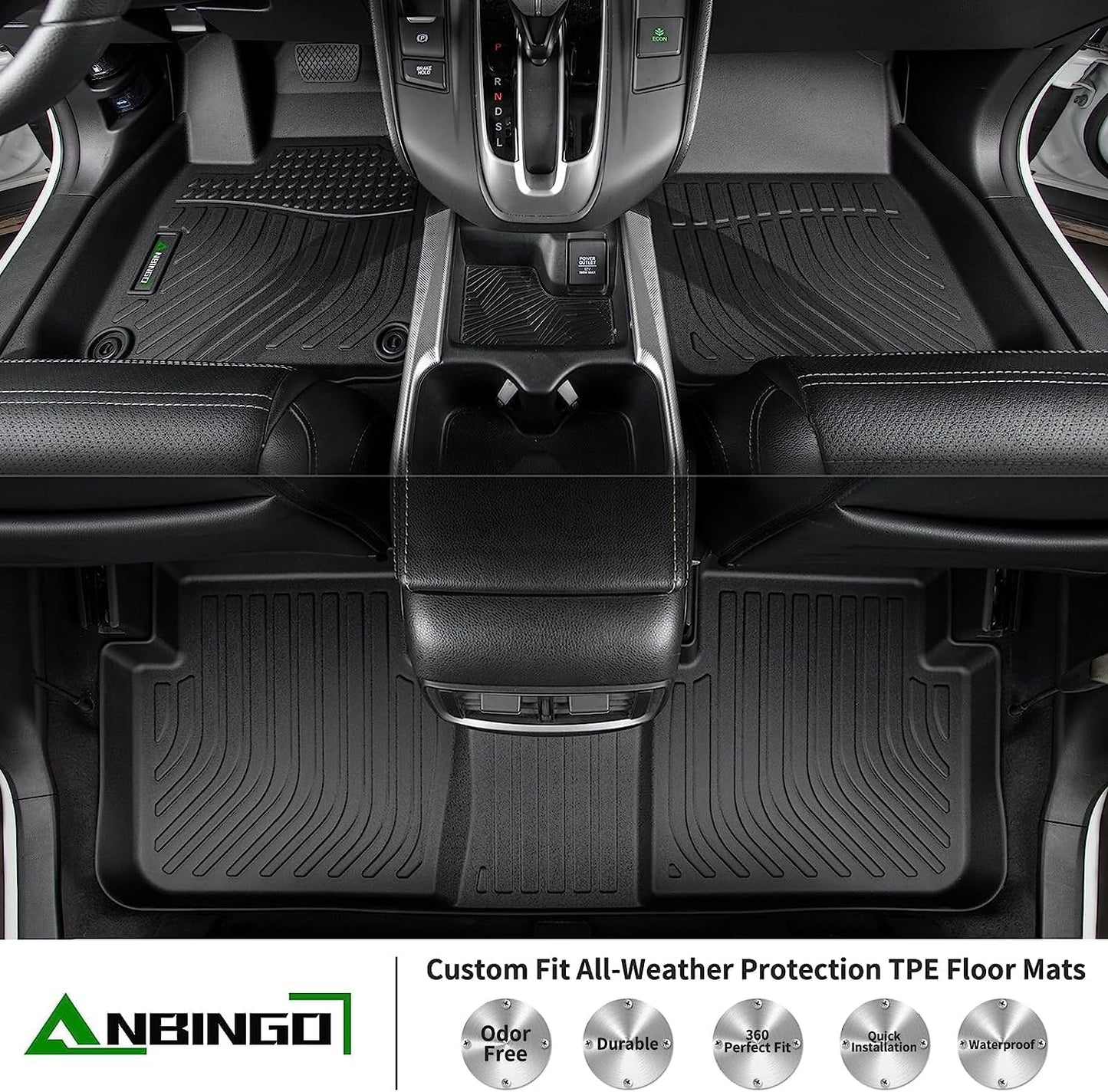 ANBINGO®Floor Mats Fit for Chevy Colorado (Crew Cab) 2023-2025/GMC Canyon All Weather Mats for Chevy Colorado TPE Car Mat Rugs for Chevy Colorado Rubber Trunk Carpet for Colorado Accessories