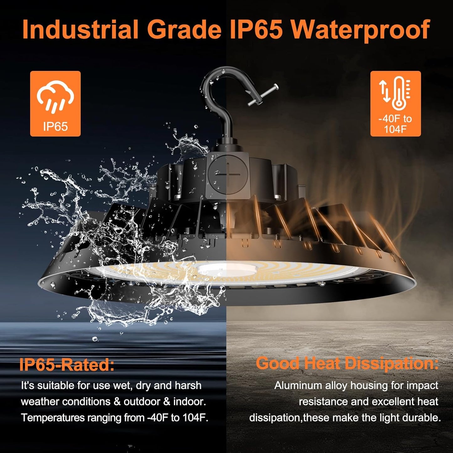 9Pack LED High Bay Lights, 300W UFO High Bay LED Shop Lights, 45000LM Adjustable CCT(5700K 5000K 4500K) & Power(300W 240W 200W), 0-10V Dimmable, 5' Cable Plug, IP65 Waterproof, ETL & DLC Listed