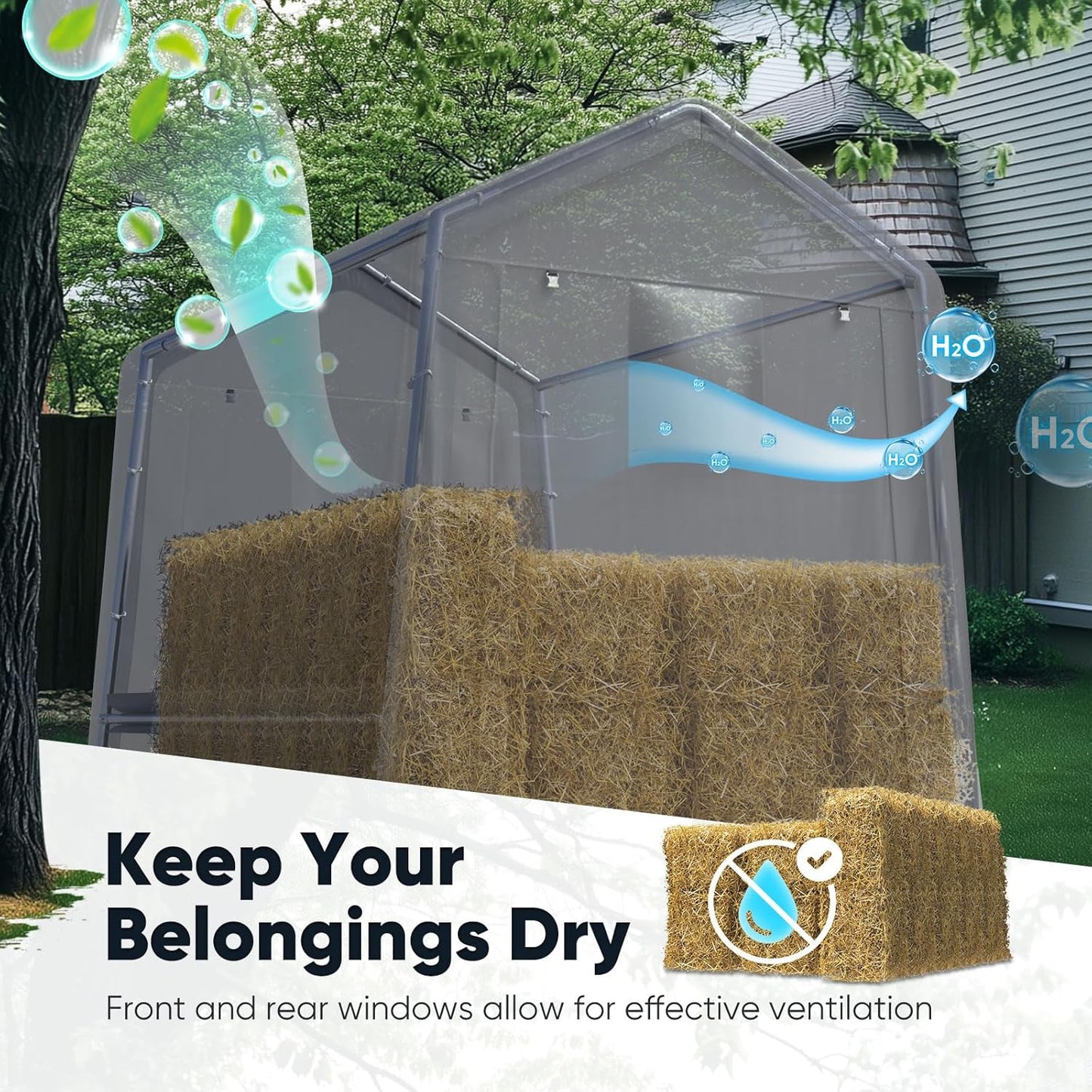 Quictent Heavy Duty 6x8FT Carport Shelter with Roll-Up Mesh Windows & Reinforced Frame, Portable Garage Canopy for Motorcycle Storage, Outdoor Equipment, Patio Furniture Cover - Silver Gray