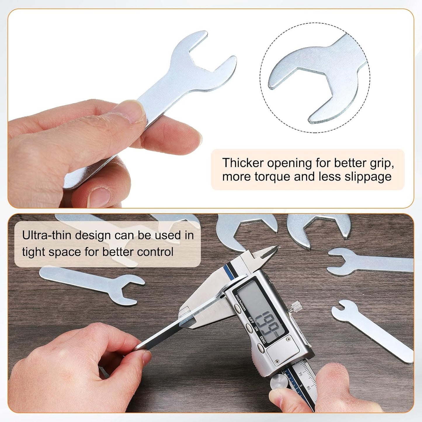 HARFINGTON 10pcs Small Wrench 14x70x1.5mm Metric U-Shaped Single Open Ended Spanner Super Thin Flat Head Galvanizing Wrench for Automotive Repair Furniture Assembly