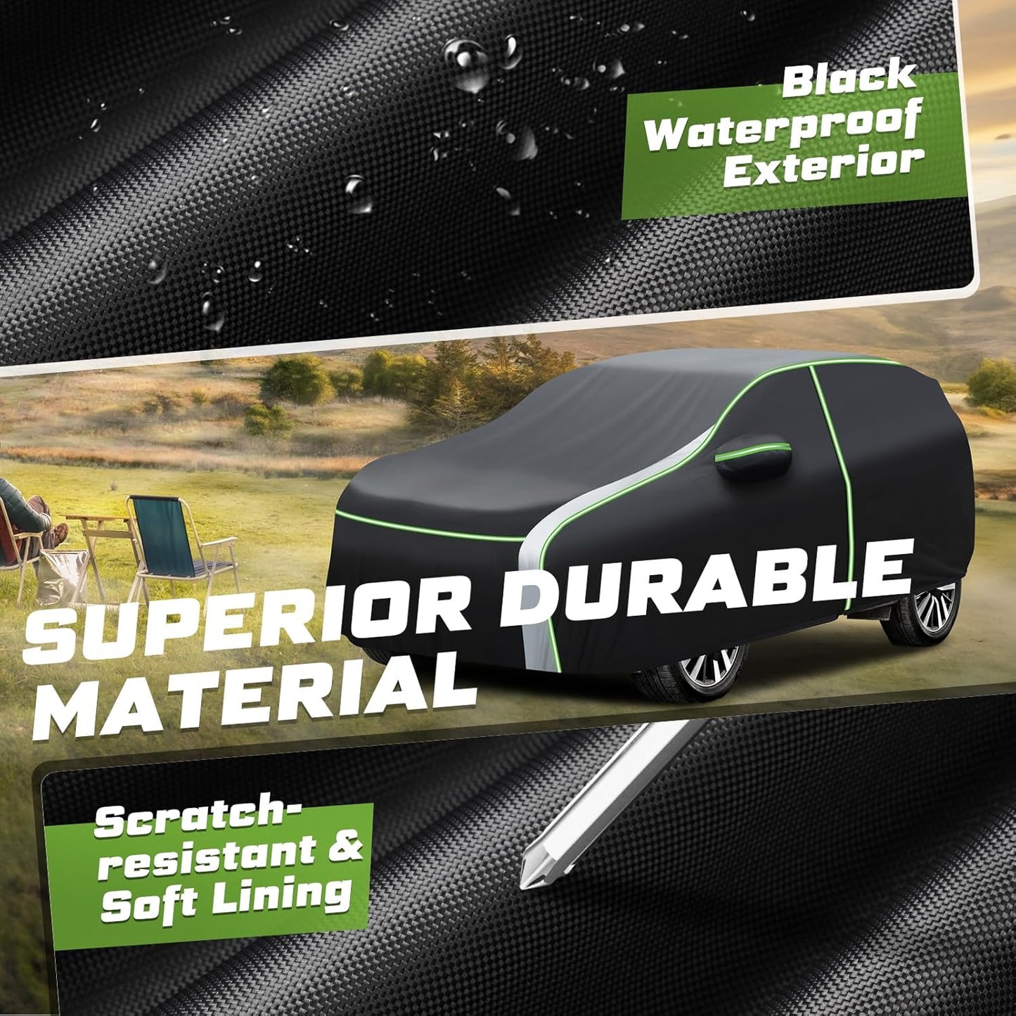 Mixsuper Liner Car Cover for Subaru Outback 2003-2026, 7 Layers Waterproof Car Cover Accessories for Outback with Zipper Door, Windproof Straps, Reflective Strips, Anti-UV, All Weather