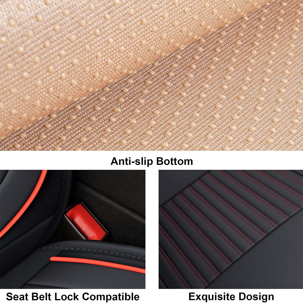 LINGVIDO Car Seat Covers,Breathable and Waterproof Faux Leather Automotive Seat Covers for Cars SUV Pick-up Truck Sedan,Universal Anti-Slip Driver Seat Cover with Backrest (Front Seat, Red)