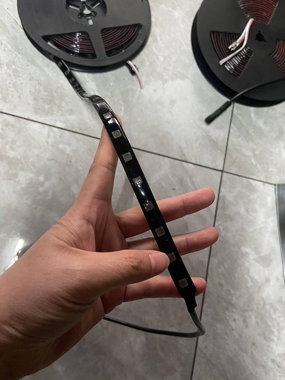 Black Out Full Tinted Smoked LEDs x4PCS 4FT 48" 1.2Meters RGB Dream Color Chasing IP65 Light Strips for Car Truck Slingshot Golf Cart Motorcycle Wheel Underbody Fender Grille DIY Bluetooth Remote