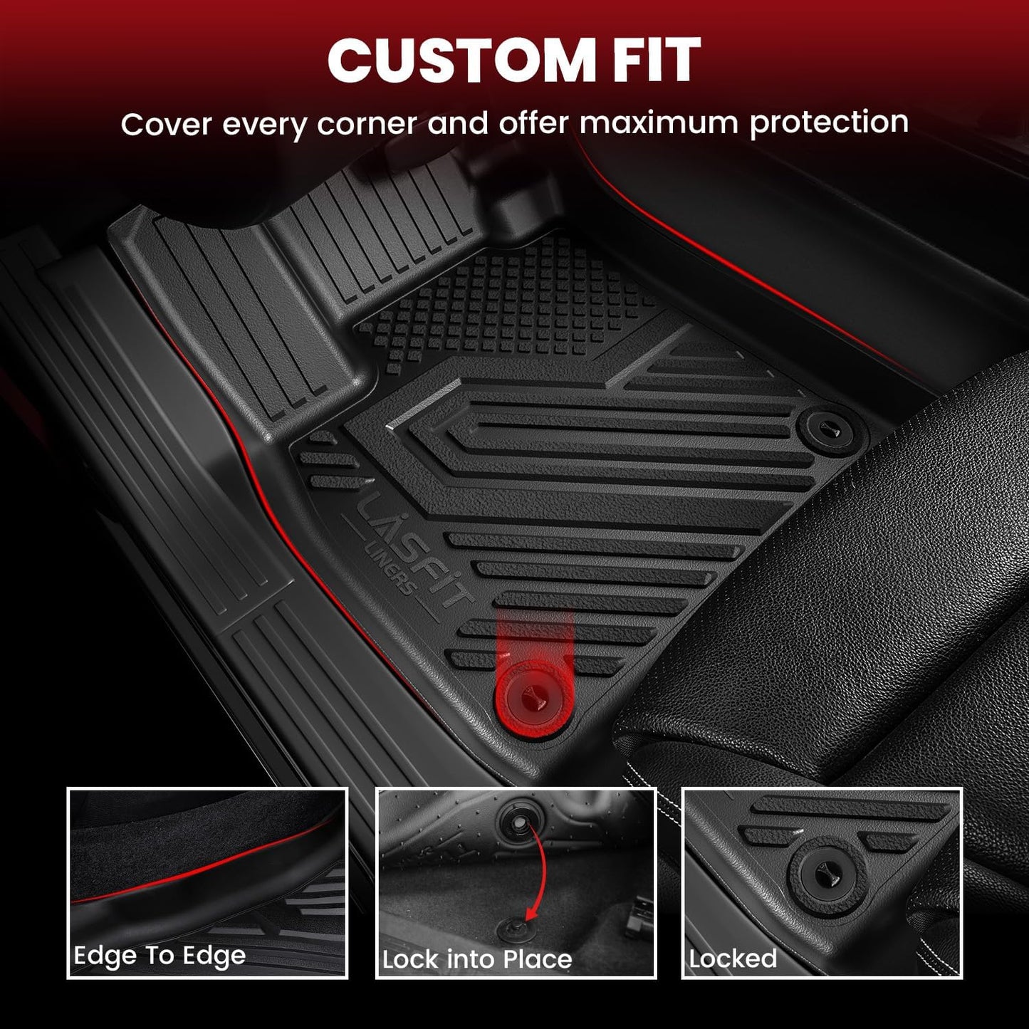 LASFIT Floor Mats & Cargo Mat for Buick Envision 2021-2026, TPE All Weather Protection Custom Fit 1st & 2nd Row Rubber Car Liners for Envision Automotive Accessories, Black, Easy to Clean