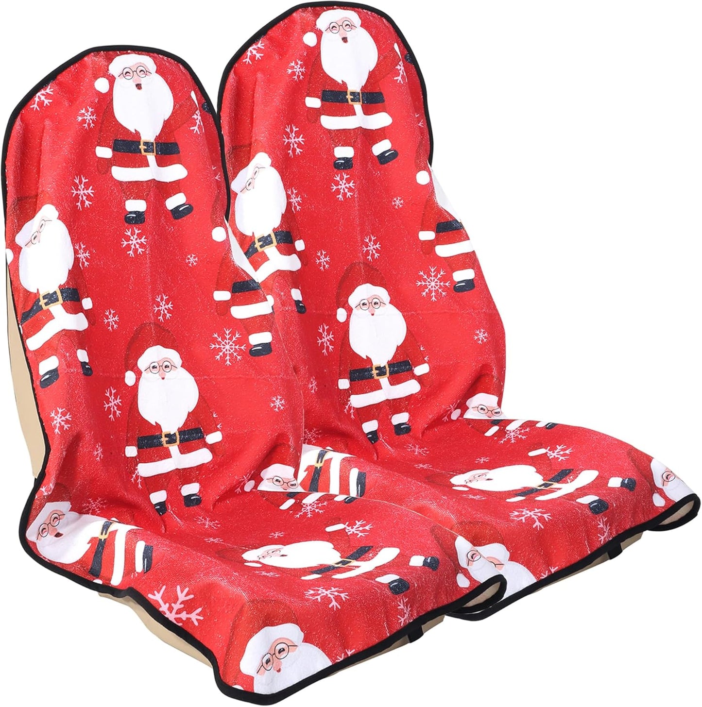 Car Seat Cover Protector Front Seats,for Gym Workout,Running,Swimming,Beach and Hiking,Waterproof Sweat Towel Bucket Seat Covers for Cars SUV Trucks (Santa Claus, 2Pcs)