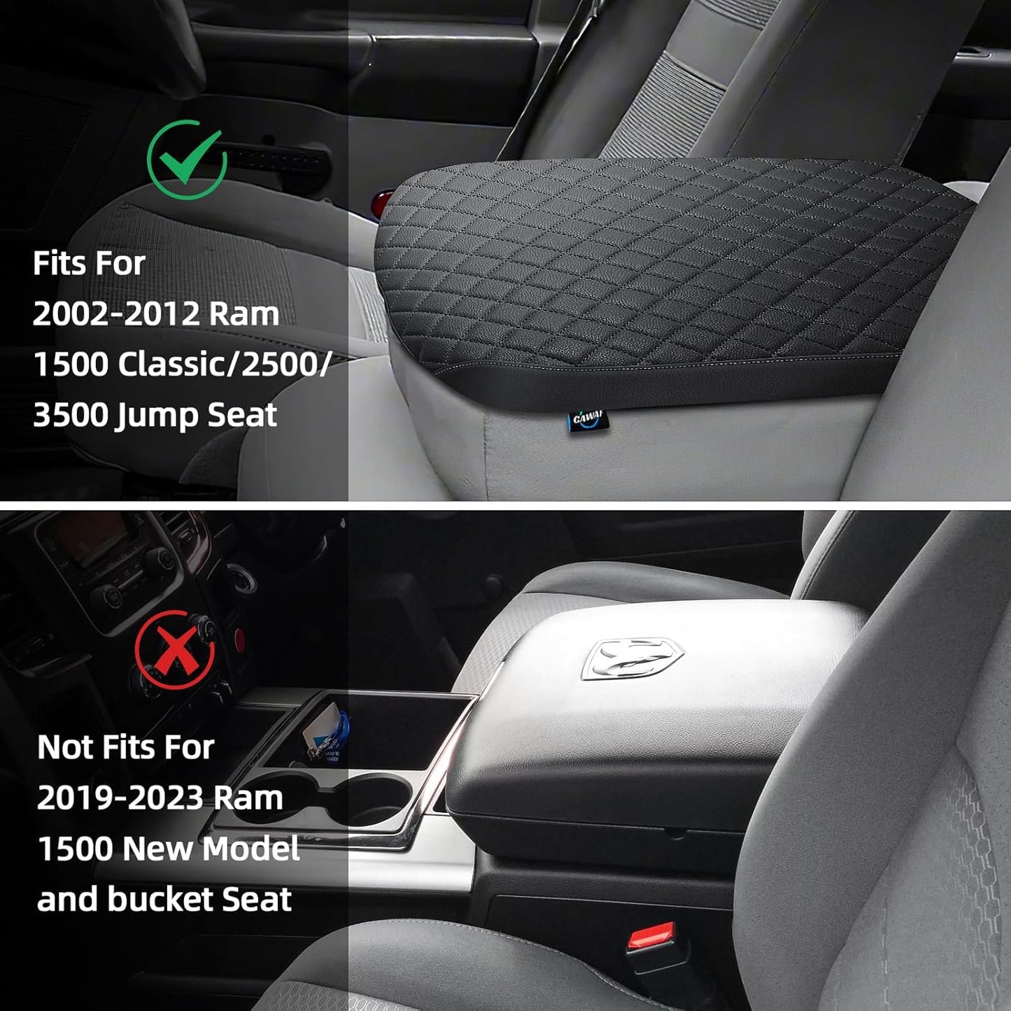 Center Console Cover Fit for 2002-2012 Ram 1500 2500 3500 Jump Seat Console, Comfortable Armrest Cover Protector Customized Car Accessories, Middle Console Cover