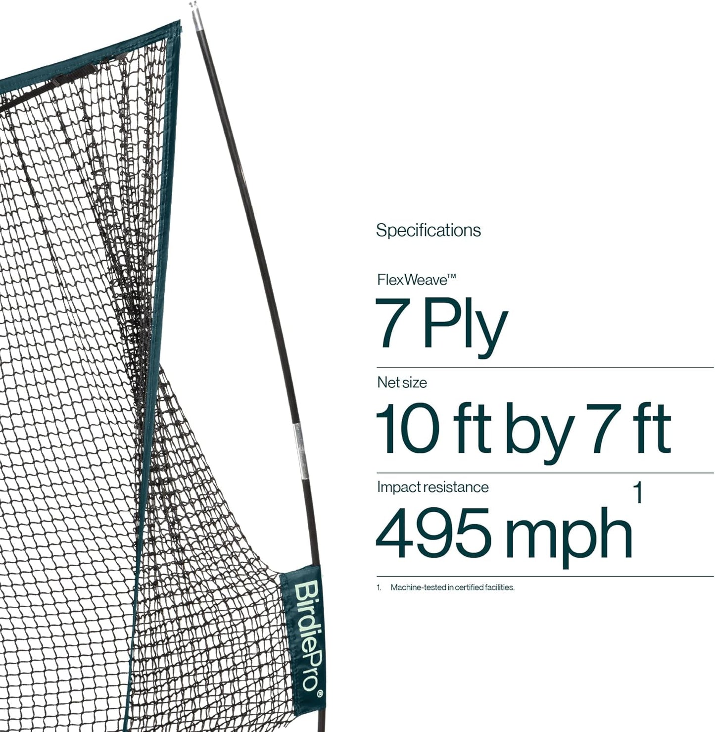 BirdiePro® - American Pro Golf Practice Net – 10x7ft Heavy Duty Golf Hitting Net with EchoShield™ Target & FlexWeave™ Net - Indoor Outdoor Training Backyard, Garage Complete Set with Mat, Balls & Cap