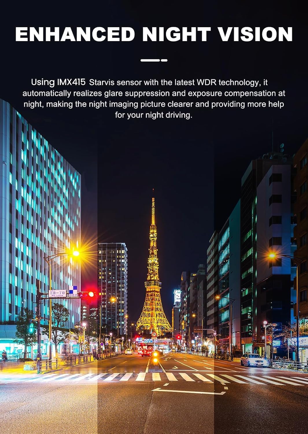 JOMISE Dash Cam Front and Rear 4K+1080P, 3" LCD, Starvis Sensor, Built-in GPS, WDR, Night Vision, Dash Camera for Cars with WiFi, Parking Mode, 32GB Card, Reliable Dashcam for Safety Recording