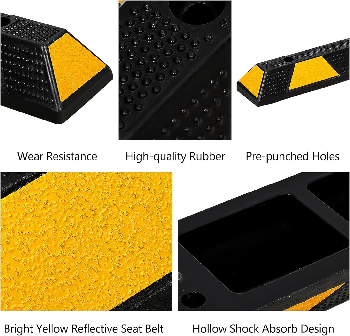 Curb Parking Garage Floor Stopper - 72 Inch Extra Wide Heavy Duty Rubber Parking Lot Stopper, for Vehicles Truck Driveway, Protect Pumpers from Cars Vans Trucks(2PCS)