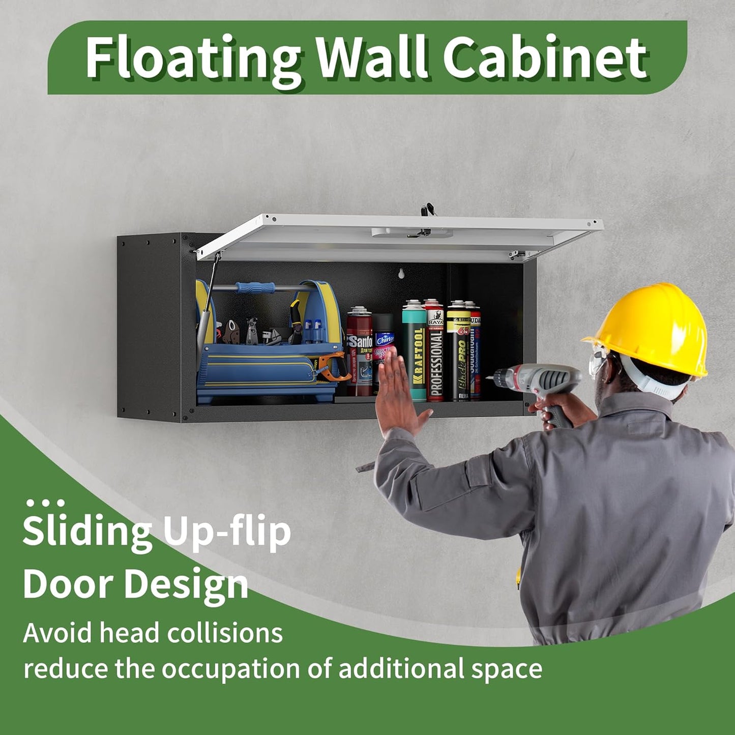 Metal Tool Cabinet,Garage Storage Cabinet System,Wall Cabinet & Locking Rolling Tool Cabinet with Doors and Adjustable Shelves,Steel Tool Cabinets for Home,Office (2 Pcs-StyleAA, Black & Grey)