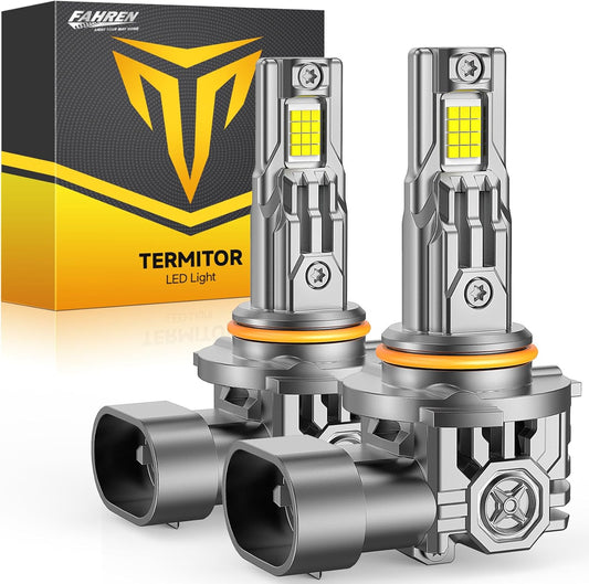 FAHREN 9006 LED Bulbs, 60000LM Super Bright, Real 1:1 Design, 6500K Cool White, 10-Year Extended Lifespan, 5 Min Quick Plug and Play, IP68, HB4 Light Bulb for Stock Halogen Replacement, Pack of 2