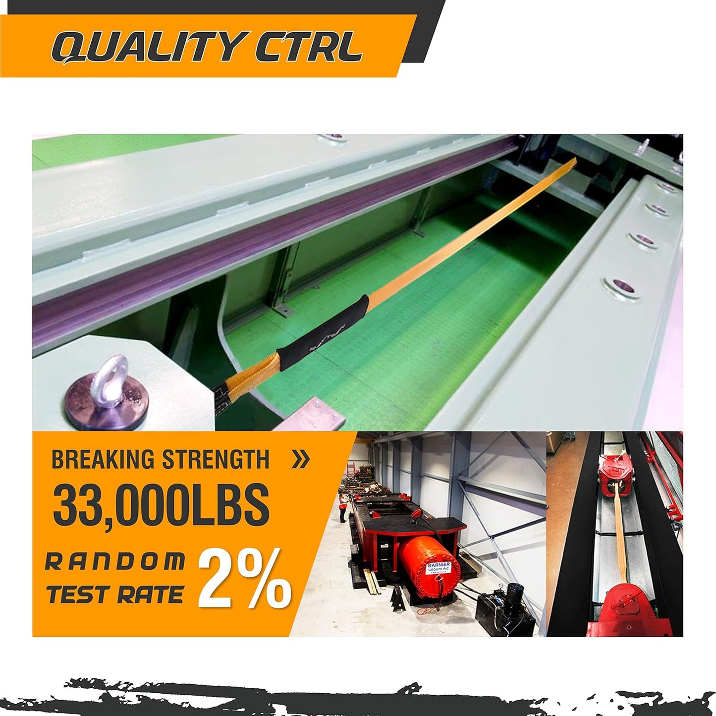 Genuine 33,000lb Xtreme Heavy Duty Recovery Tow Strap | 20ft x 4in Vehicle Tow Strap with Reflective Sleeve & Reinforced Loops | Suits for 4x4 Offroad UTV ATV Trucks Boats