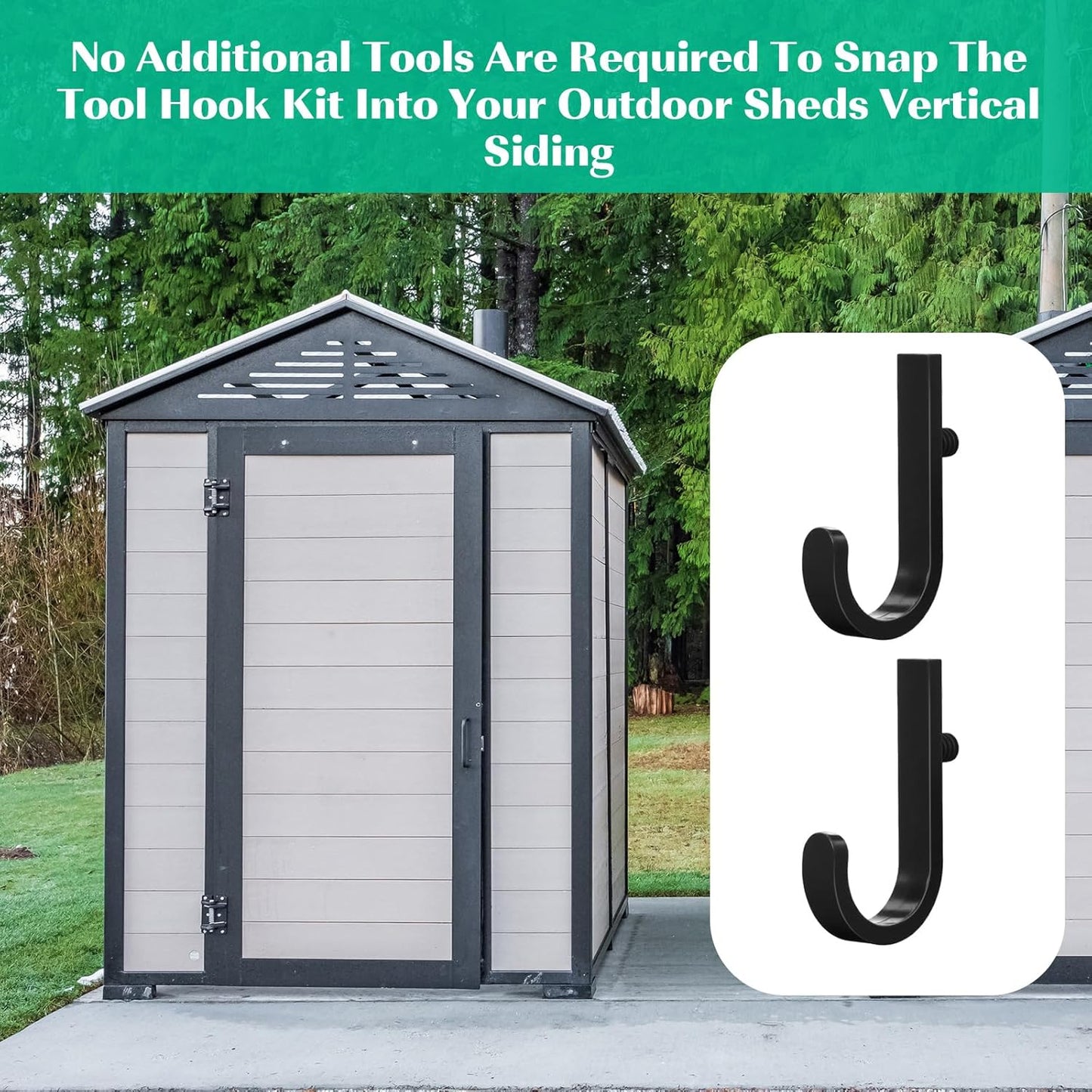 8 Pcs Shed Storage Tool Hooks Accessories Compatible with Suncast, Compatible with Craftsman for Hanging Shelves Accessories Part, Storage Sheds Replacement Screws, Brackets and Hooks(J Shaped)