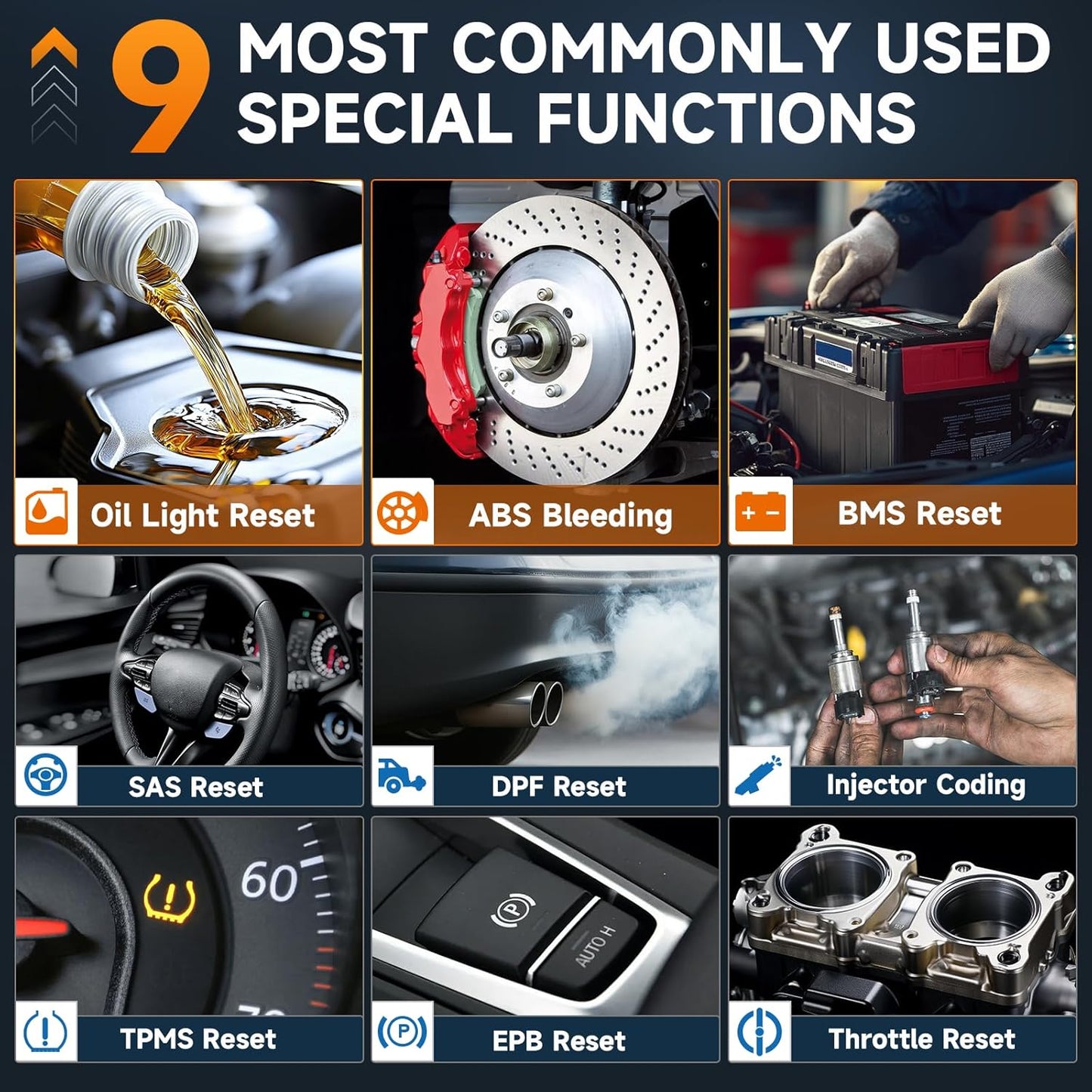 FOXWELL OBD2 Scanner NT716 Bidirectional Scan Tool, ABS SRS Transmission Engine, 9 Resets, Car Diagnostic Scanner with ABS Bleeding/SAS/Oil Light/EPB/BMS/DPF/Throttle Relearn/Injector, Black