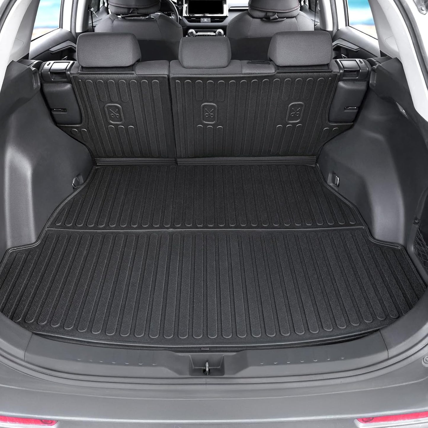 Floor Mats Set Cargo Liner with Backrest Cover for 2019-2025 Toyota RAV4(Include Hybrid), All Weather TPE Full Mat Set for RAV4 Accessories