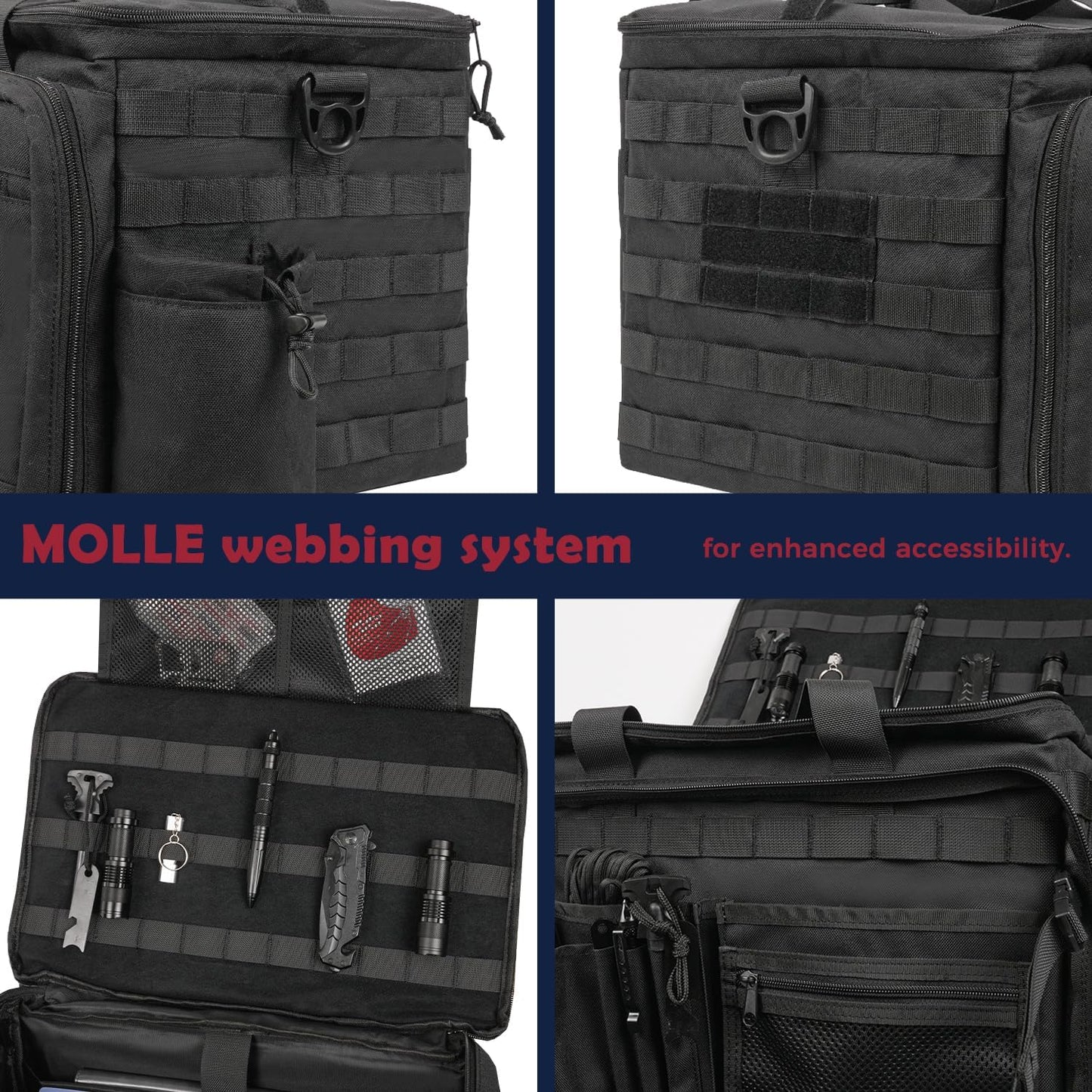 Patrol Bag Law Enforcement, Police Gear Car Front Seat Vehicle Organizer Bags with MOLLE System (Black)