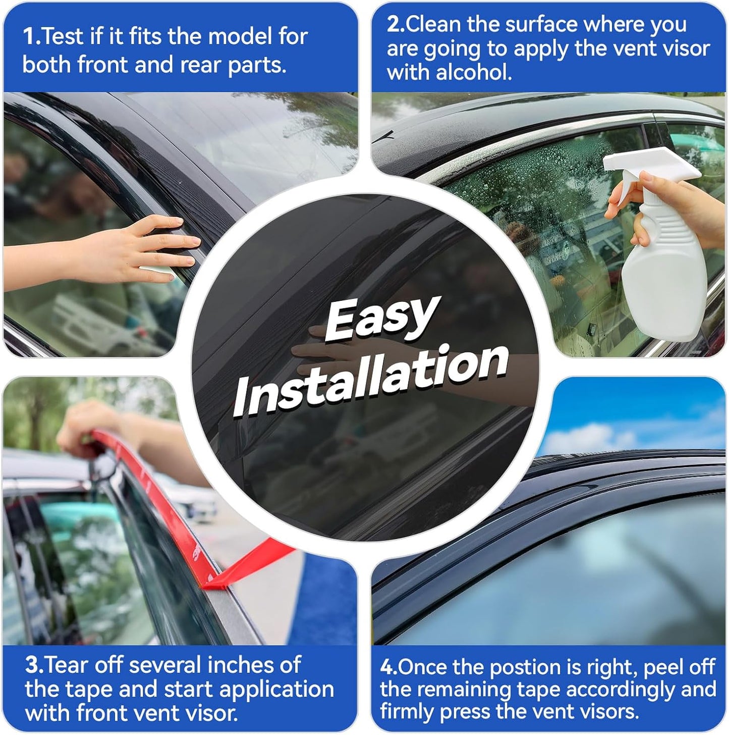 Window Visors Rain Guards Shield for 2004-2009 Mazda 3 Sedan, Out-Channel Window Vent Wind Deflectors Visors Shades for 04-09 Mazda 3 (Not for Mazda 3 Hatchback)