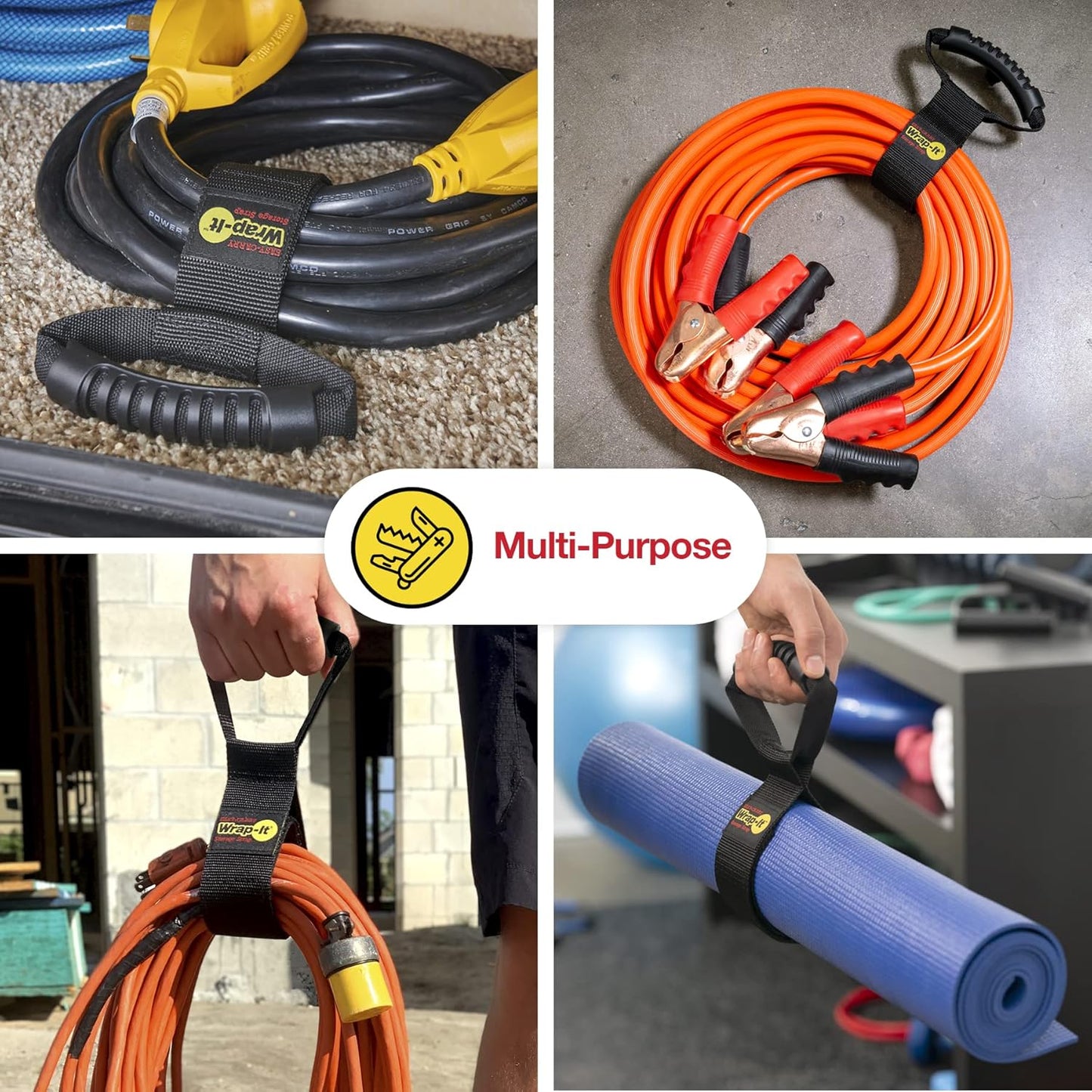 Easy-Carry Wrap-It Storage Straps - 17" (2-Pack) – Heavy-Duty Hook and Loop Cord Carrying Strap, Hanger, and Organizer with Handle for Pool Hoses, Garden Hoses, Cables, and Dad Gift Ideas…