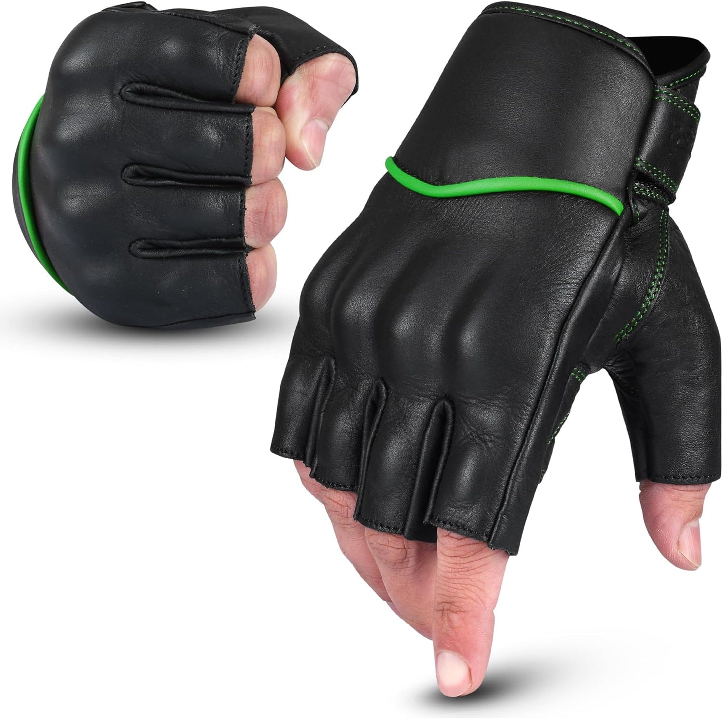 aasportx Motorcycle Gloves - Men's Leather Motorbike Gloves with Touchscreen Function - Non-Slip Pads for Men & Women