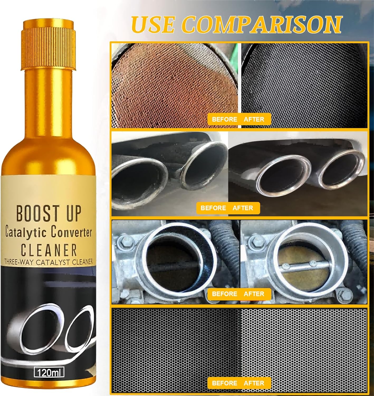 Catalytic Converter Cleaner,120 ml Auto Parts Engine Cleaner, Exhaust System Pipe Carbon Removal Treatment Additive Oil, Fuel System Treatment Oil Additive for Gas and Diesel Car (120ml-3PC)