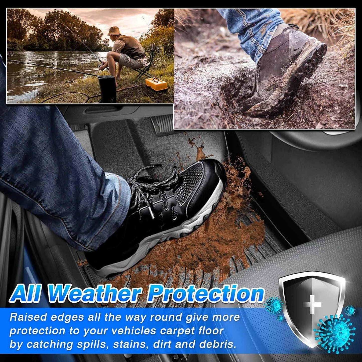 Cartist Floor Mats Custom Fit for Ford Escape/C-max 2013 2014 2015 2016 2017 2018 2019 All Weather Floor Liners for Ford Escape Accessories Carpet Protection TPE Odorless