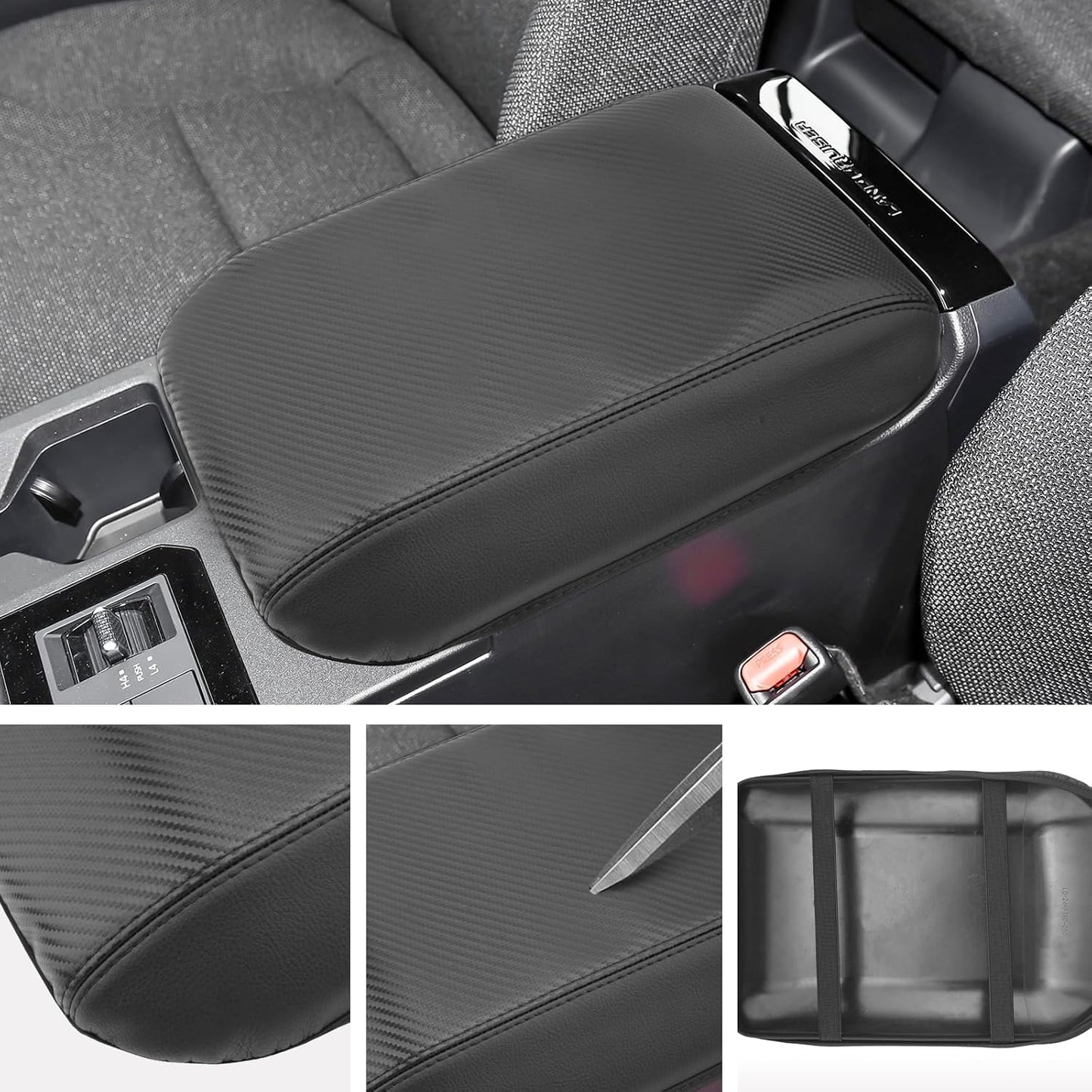 SXCY for 2024 2025 Land Cruiser Armrest Cover for Toyota Land Cruiser 2025 Center Console Cover 2024 2025 Land Cruiser Center Console Cover for 2025 Land Cruiser (Black Carbon Fiber (Thin))
