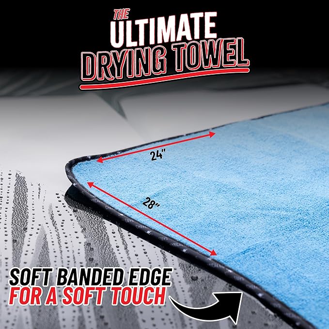 Chemical Guys Thirst Trap Microfiber Chamois Towel, Safe for Cars, Trucks, SUVs, RVs, Motorcycles, & More, 24"x28" (Blue) 1 Pack