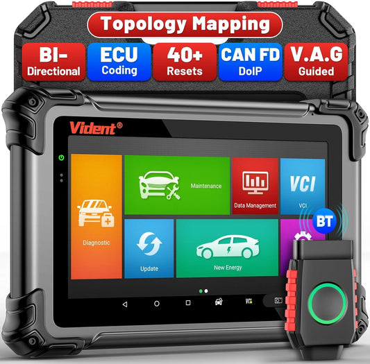 OBD2 Scanner Topology Mapping, VIDENT iSmart 800PRO BT Wireless Bidirectional Scan Tool with ECU Coding, 40+ Resets, 3-Year Update, All System Automotive Diagnostic Scanner for Car & EV, CAN FD/DoIP