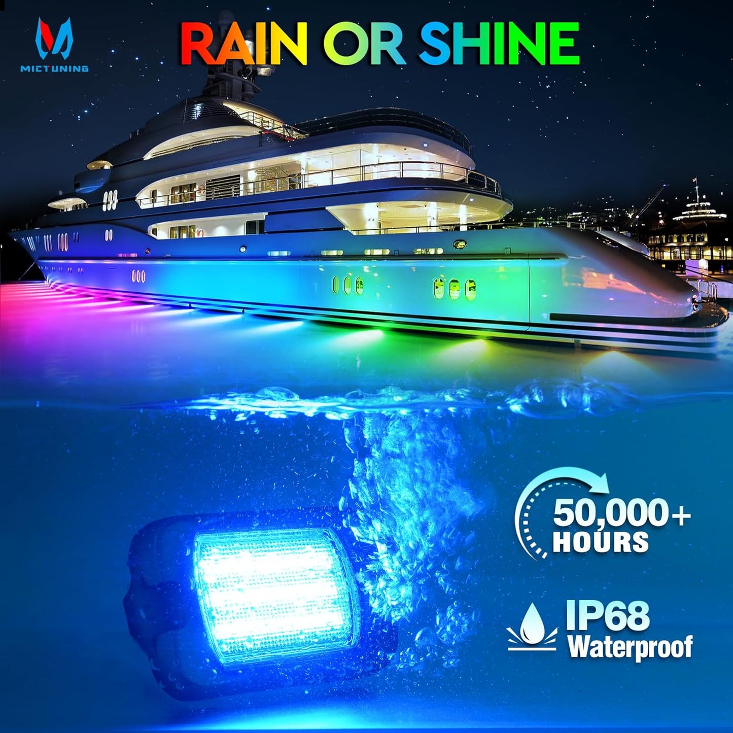 MICTUNING 2025 1000% Bright Q1 MAX RGB+IC Rock Lights, 8 Pods Chasing Dreamcolor Extensible Underglow Multicolor Neon Light Underbody Lighting Kit with APP Control for Truck ATV UTV Boat