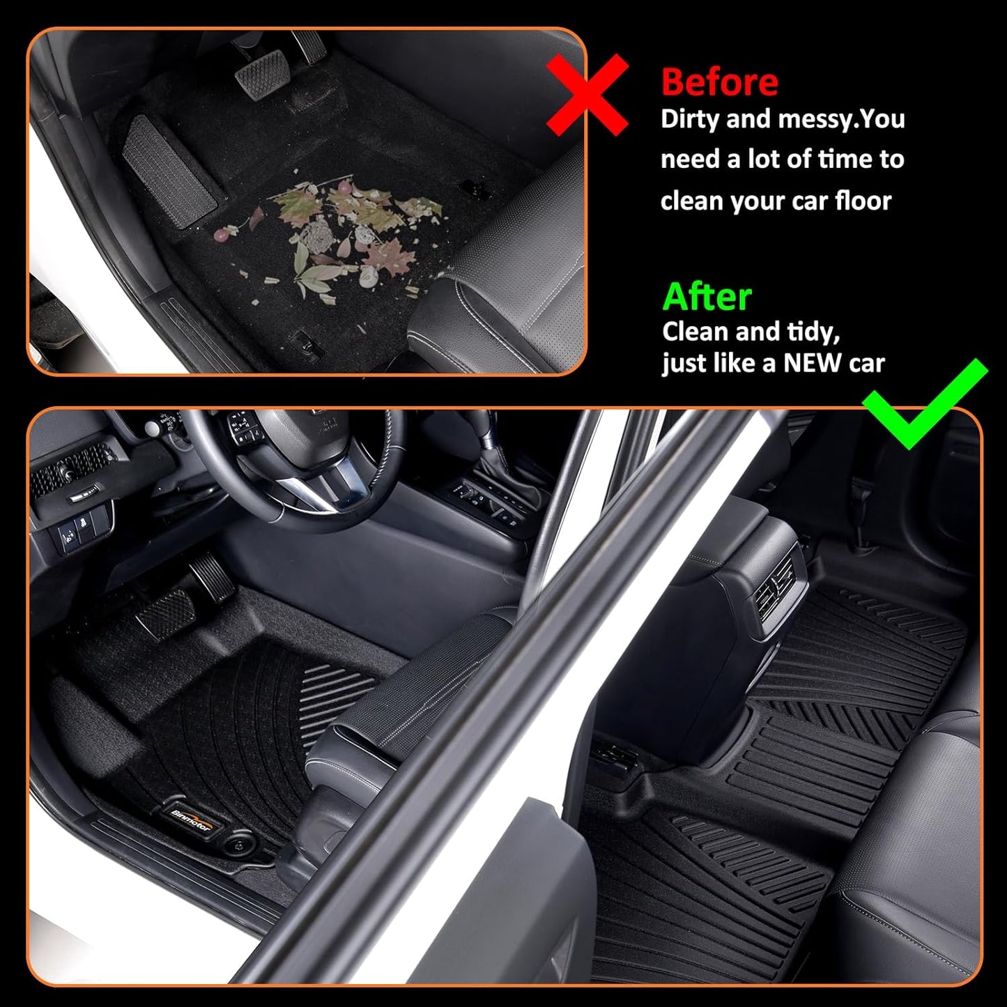 Binmotor-Floor Mats & Cargo Liner for Mitsubishi Outlander 2022-2024 2025 SE丨SEL丨ES 丨SE 丨 Launch Edition丨Platinum Edition (Excludes PHEV and Sport Versions), All Weather Outlander Accessories