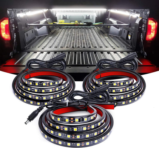 Nilight 3PCS 60 Inch Bed Light Strip 270 LED with On/Off Switch Blade Fuse Splitter Extension Cable for Cargo Pickup Truck SUV RV Boat