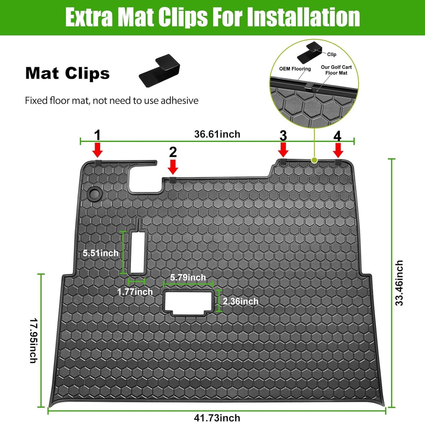 EZGO TXT Golf Cart Full Coverage Floor Liner Mat, fits EZGO TXT (1994+), Valor(1994+), Express S4(2012-2020), Cushman Workhorse, EX1(2020), Thick Anti-Slip Rubber, Black Trim