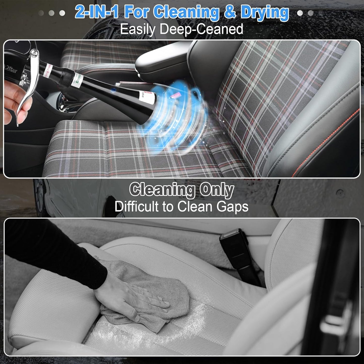 Air Blow Gun Car Detailing Dry Cleaning Gun with Tapered Nozzle High Pressure Cleaning Tool, Dryer Blower for Car Surfaces Quickly Blasts Dust, Works with Air Compressor, Black